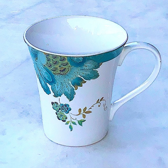 222 FIFTH ELIZA TEAL CUP MUG 12 oz NEW PORCELAIN - Picture 3 of 5